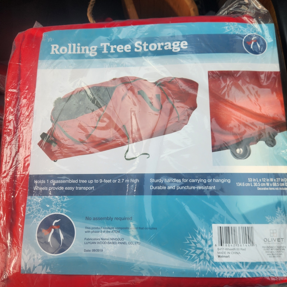 NIP Red Rolling Tree Storage Bag Fits Up To 9 Foot Tree